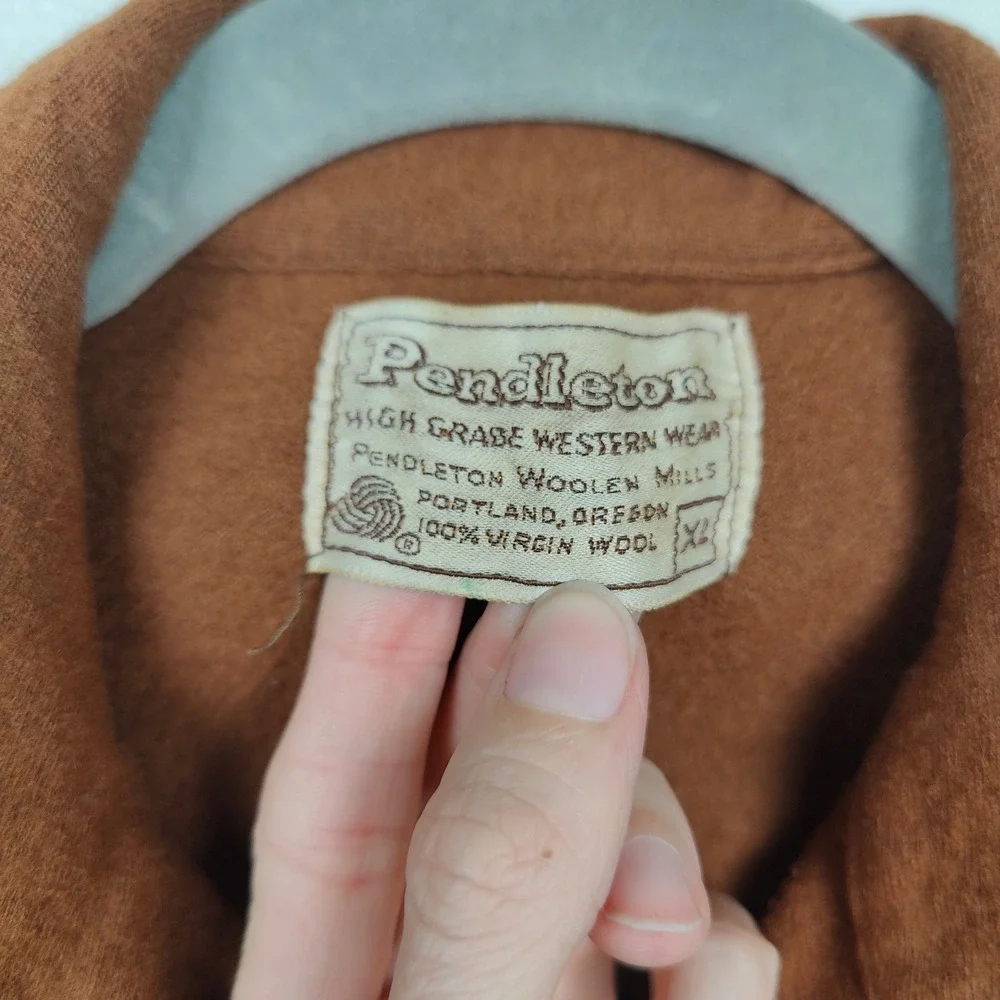 Vintage 70s 80s Pendleton Western Shirt Mens XL Tan High Grade Wool Shirt Jacket_7